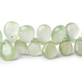 10-12mm Green Prehnite Plain Pear Beads 8 inch 42 pieces