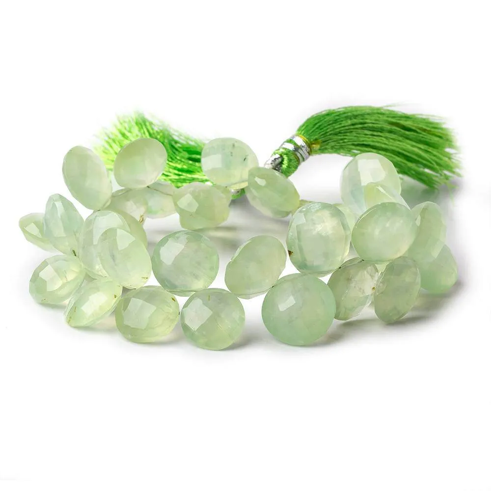 10-13mm Prehnite Top Drilled Faceted Coin Beads 8 inch 34 pieces