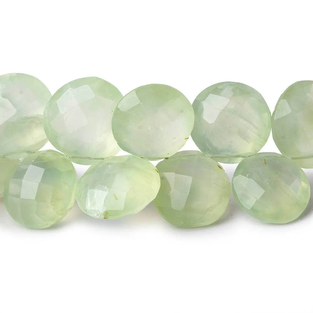 10-13mm Prehnite Top Drilled Faceted Coin Beads 8 inch 34 pieces