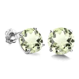 1.00 CT GREEN AMETHYST 10KT SOLID GOLD EARRINGS STUD