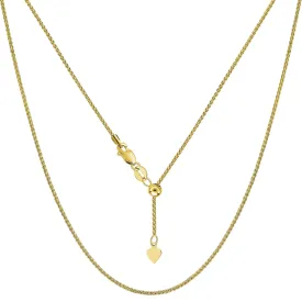 10k Yellow Gold Adjustable Wheat Link Chain Necklace, 1.0mm, 22"