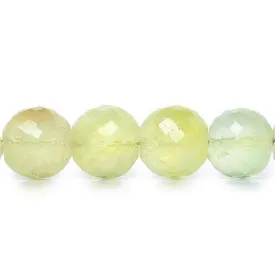 10mm Prehnite Faceted Round Beads 8 inch 22 pieces