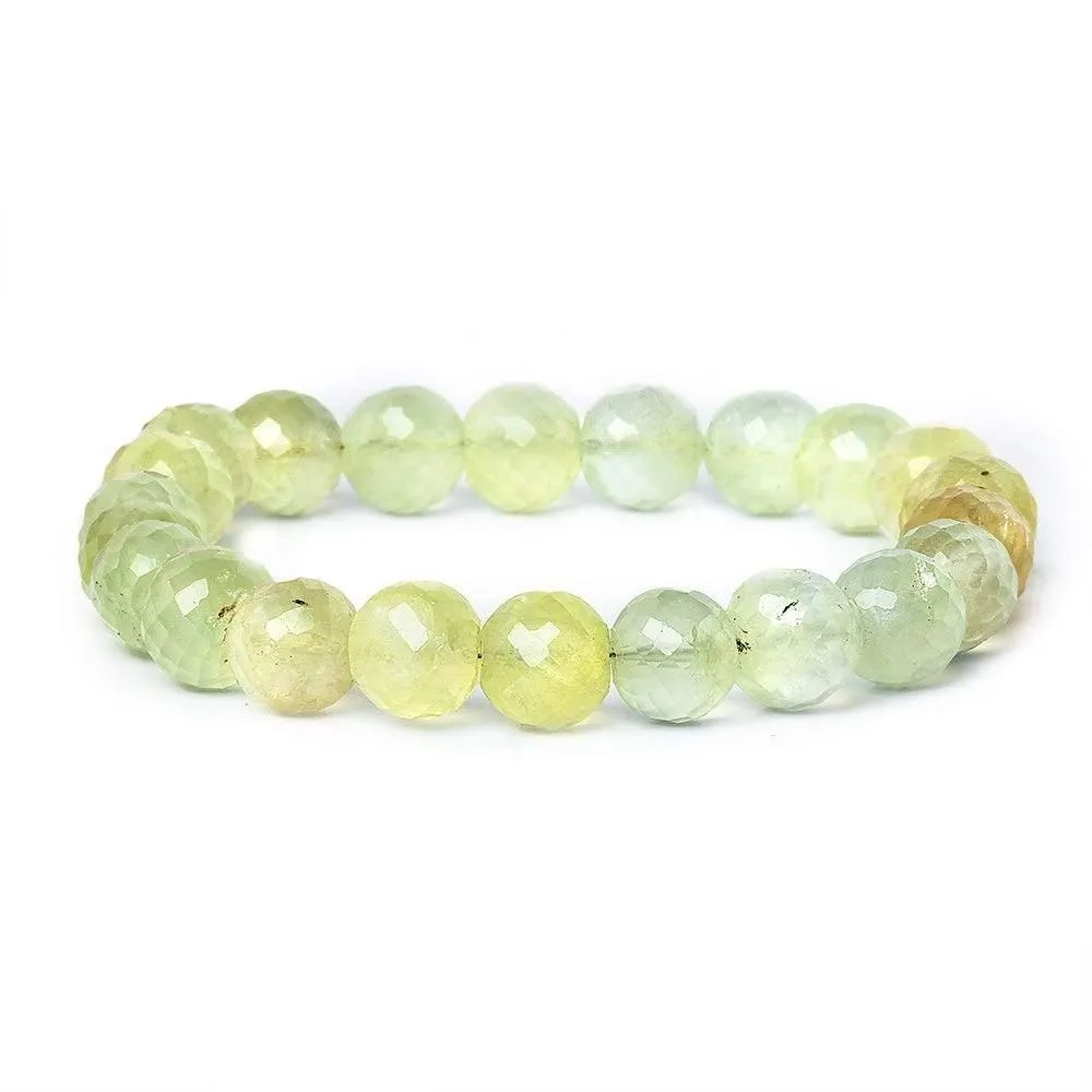 10mm Prehnite Faceted Round Beads 8 inch 22 pieces