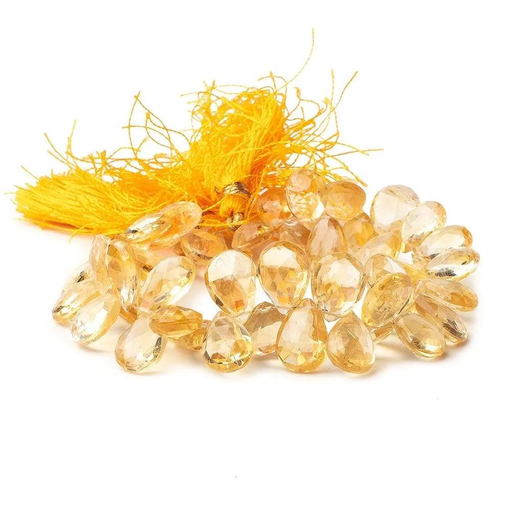 10x8-13x9mm Citrine Faceted Pear Beads 7.5 inch 51 pieces