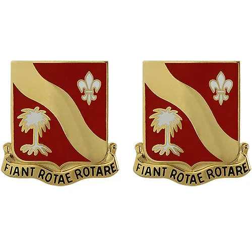 132nd Field Artillery Regiment Unit Crest (Fiant Rotae Rotare) - Sold in Pairs