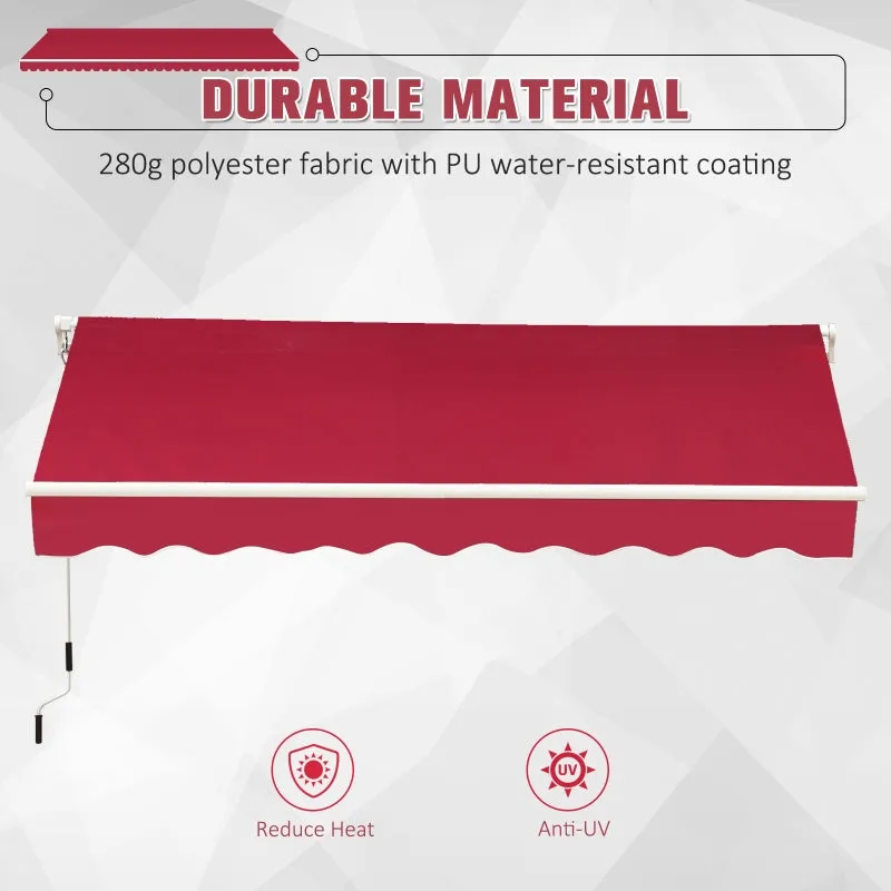 13'x8' Manual Retractable Patio Awning - Wine Red