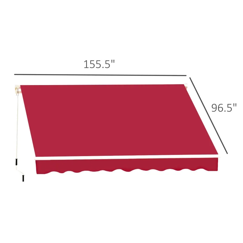 13'x8' Manual Retractable Patio Awning - Wine Red