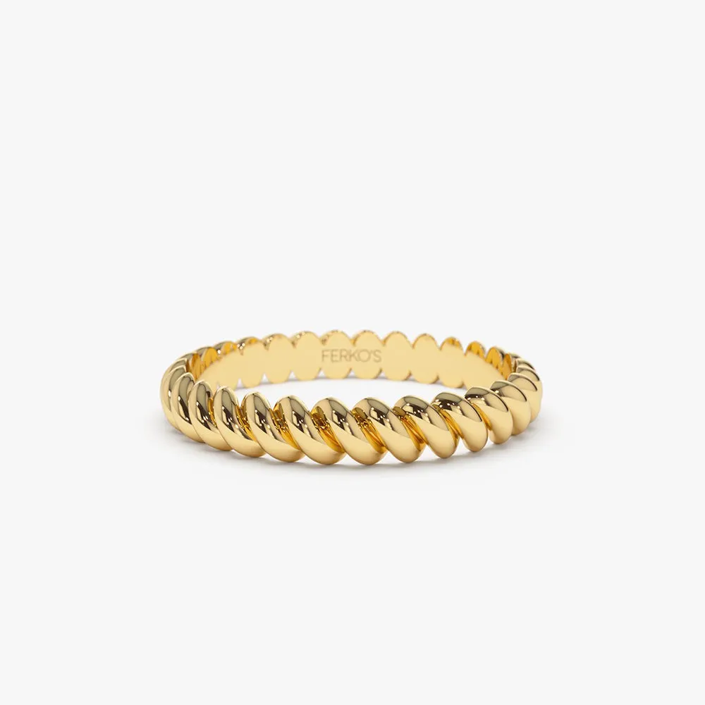 14K 3MM Twisted Rope Ring