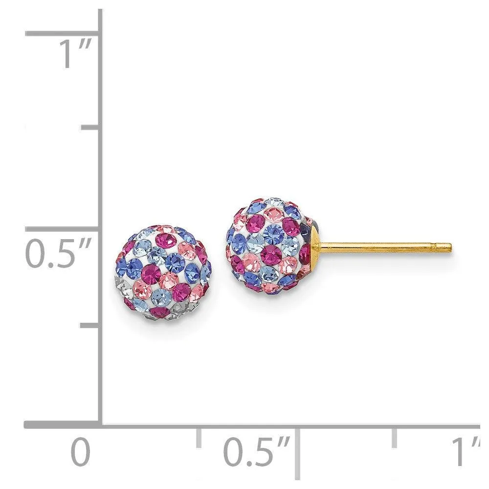 14k Blue Pink Multi Crystal 6mm Post Earrings