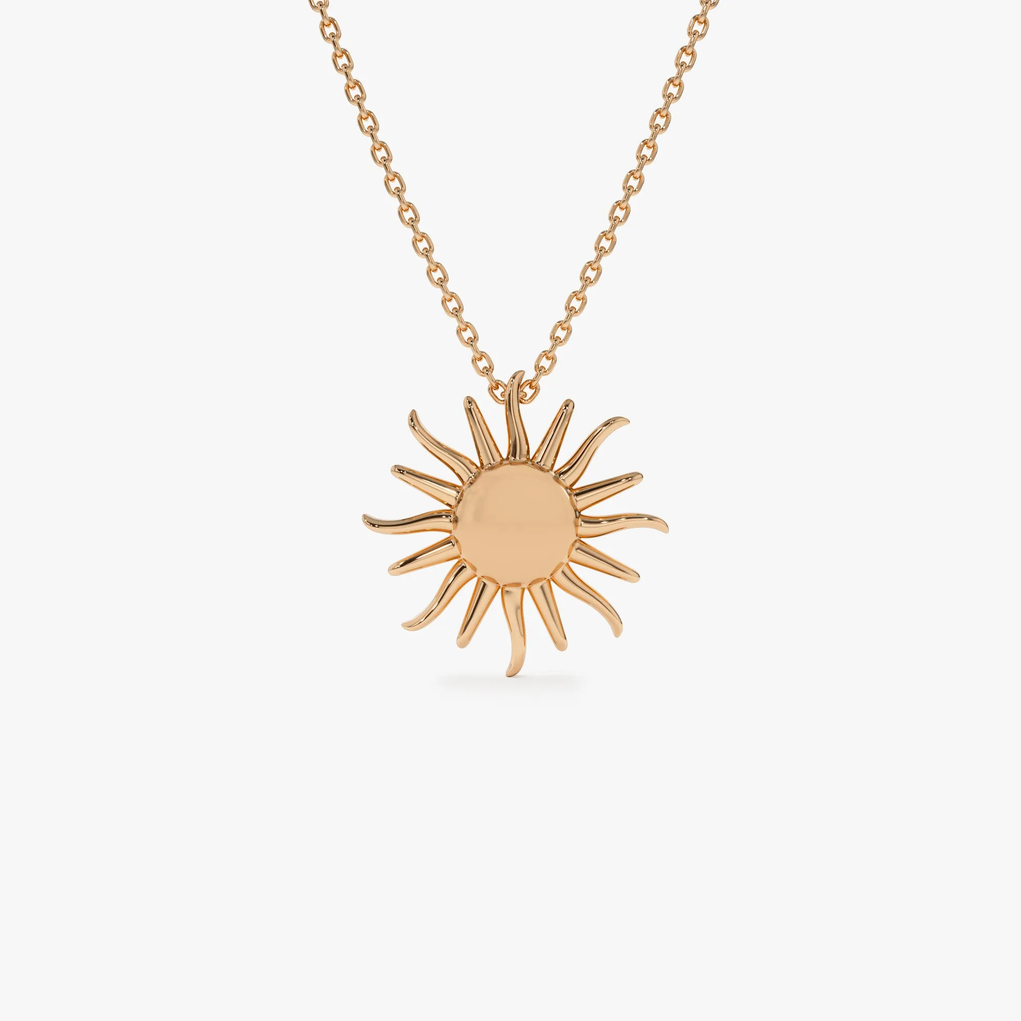 14k Gold Glowing Sun Charm Necklace