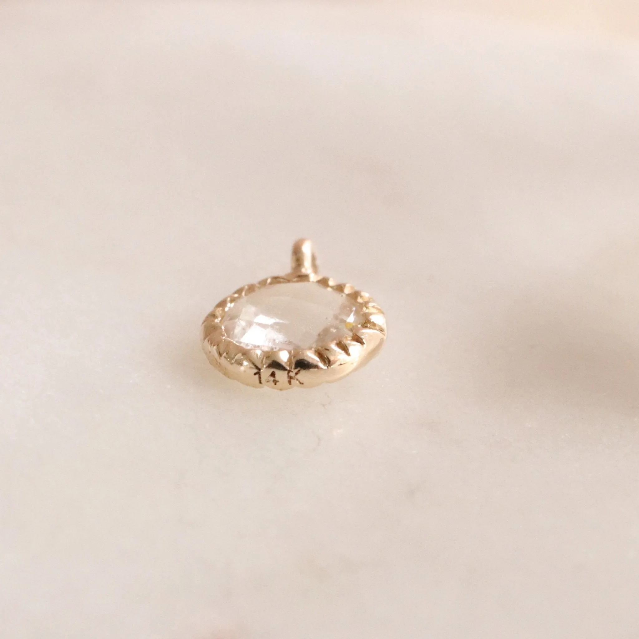 14K SOLID GOLD - LEGACY NAMESAKE CHARM - WHITE TOPAZ