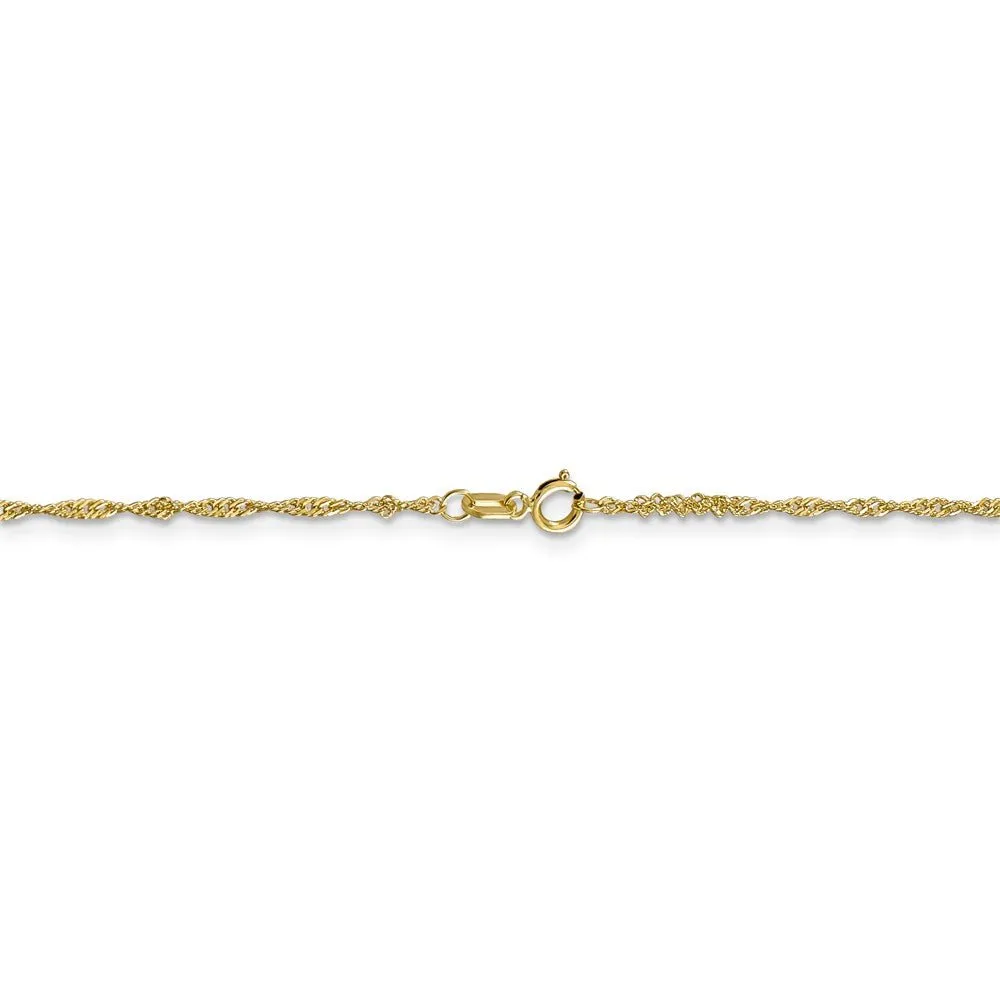 1.4mm 10k Yellow Gold Solid Singapore Chain Necklace