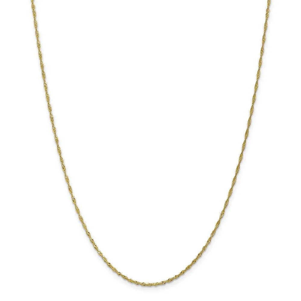 1.4mm 10k Yellow Gold Solid Singapore Chain Necklace