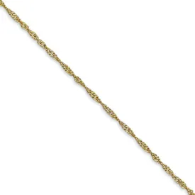 1.4mm 10k Yellow Gold Solid Singapore Chain Necklace