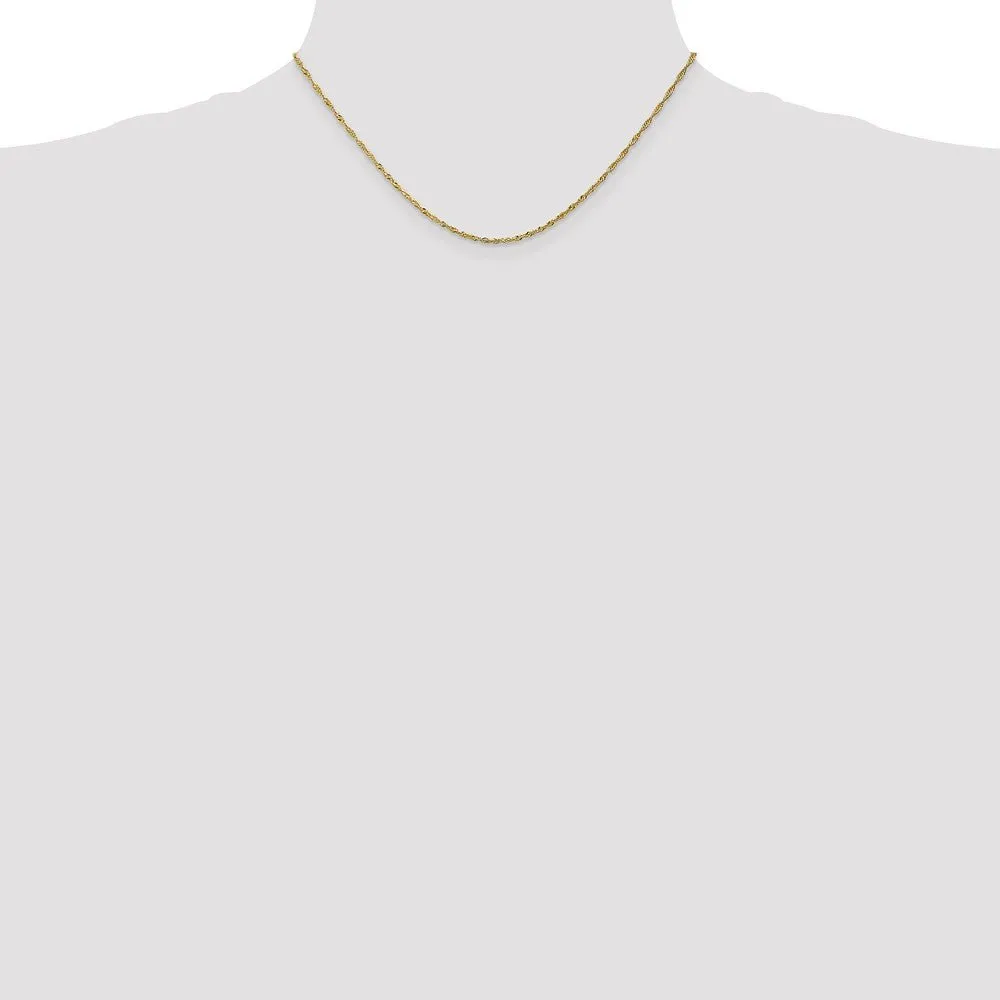 1.4mm 10k Yellow Gold Solid Singapore Chain Necklace