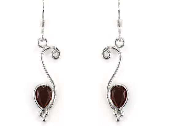 1.5 Carat Genuine Dark Red Garnet 925 Sterling Silver Dangle Fine Earrings MXFE8007