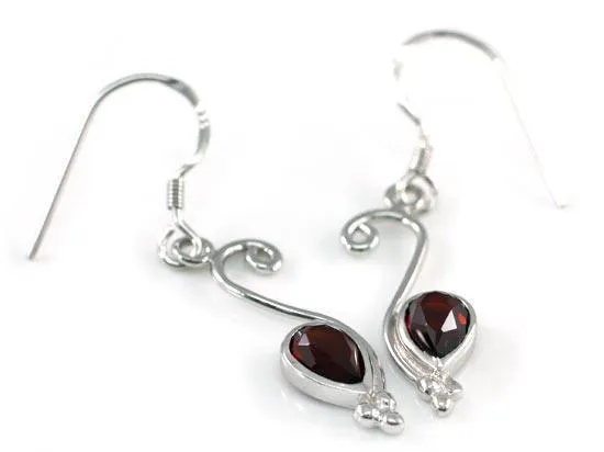 1.5 Carat Genuine Dark Red Garnet 925 Sterling Silver Dangle Fine Earrings MXFE8007