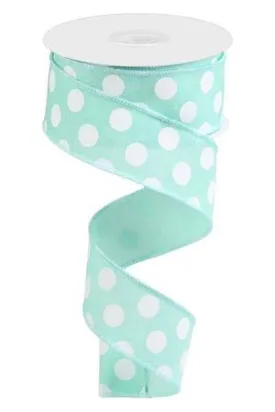 1.5" Medium Polka Dot Ribbon: Mint Green (10 Yards)