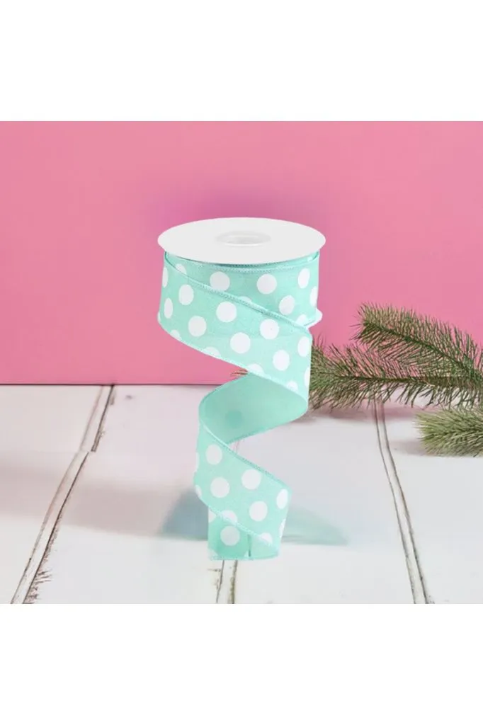 1.5" Medium Polka Dot Ribbon: Mint Green (10 Yards)