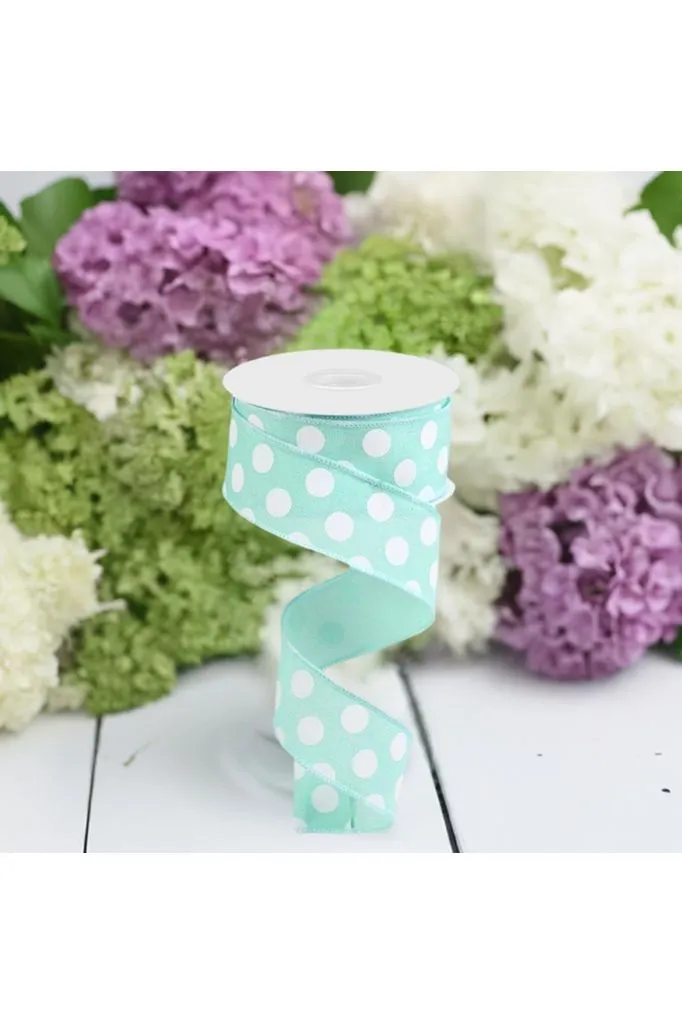 1.5" Medium Polka Dot Ribbon: Mint Green (10 Yards)