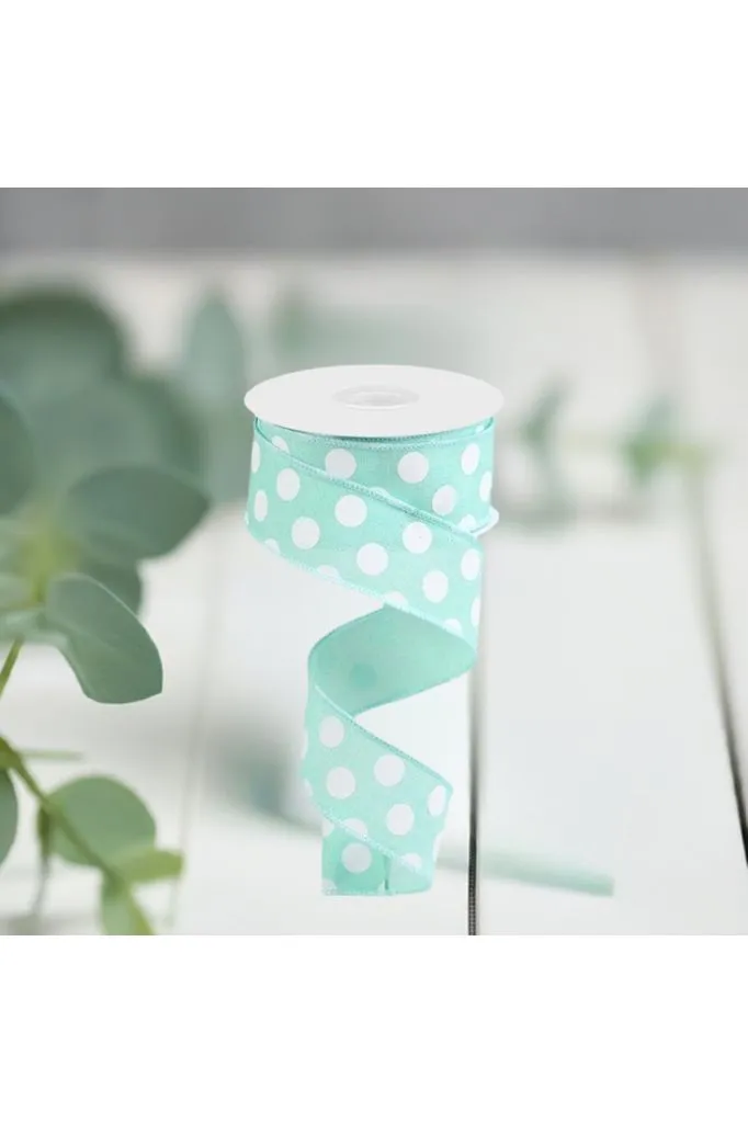 1.5" Medium Polka Dot Ribbon: Mint Green (10 Yards)