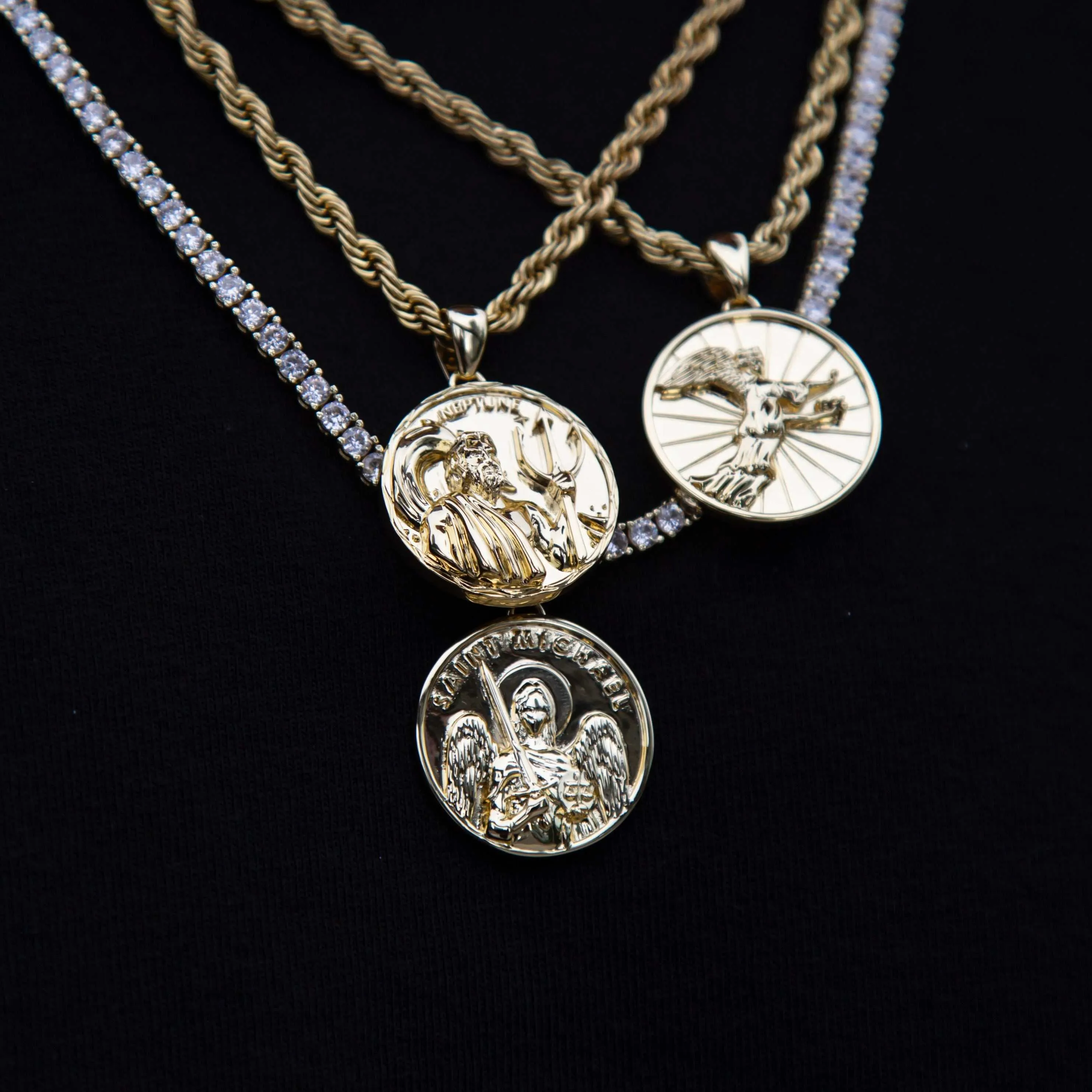 18k Vermeil Neptune Coin Pendant