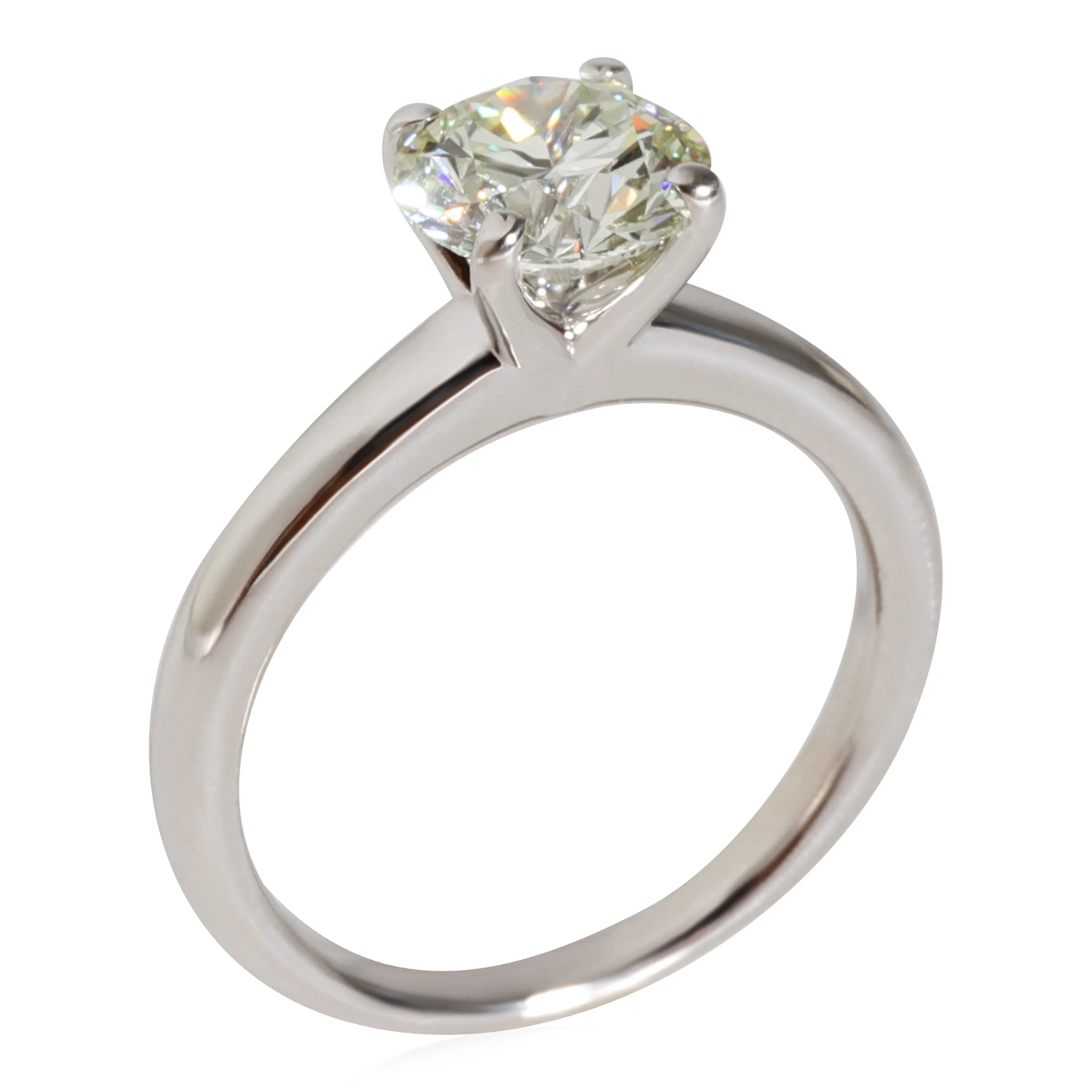 18K White Gold 4 Prong, 1.44 Light Green/VVS2 Solitaire Ring