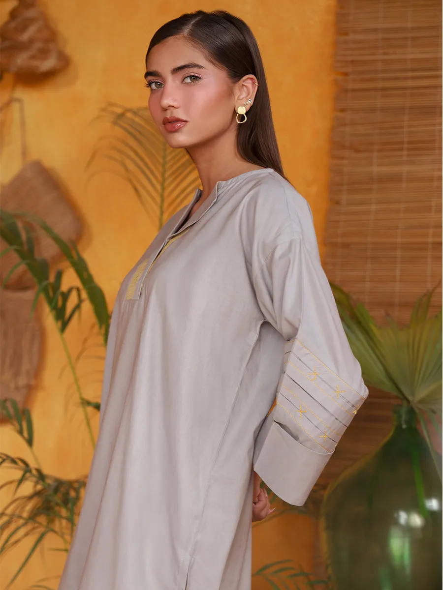 1pc - Stitched Basic Dobby Embellished Shirt