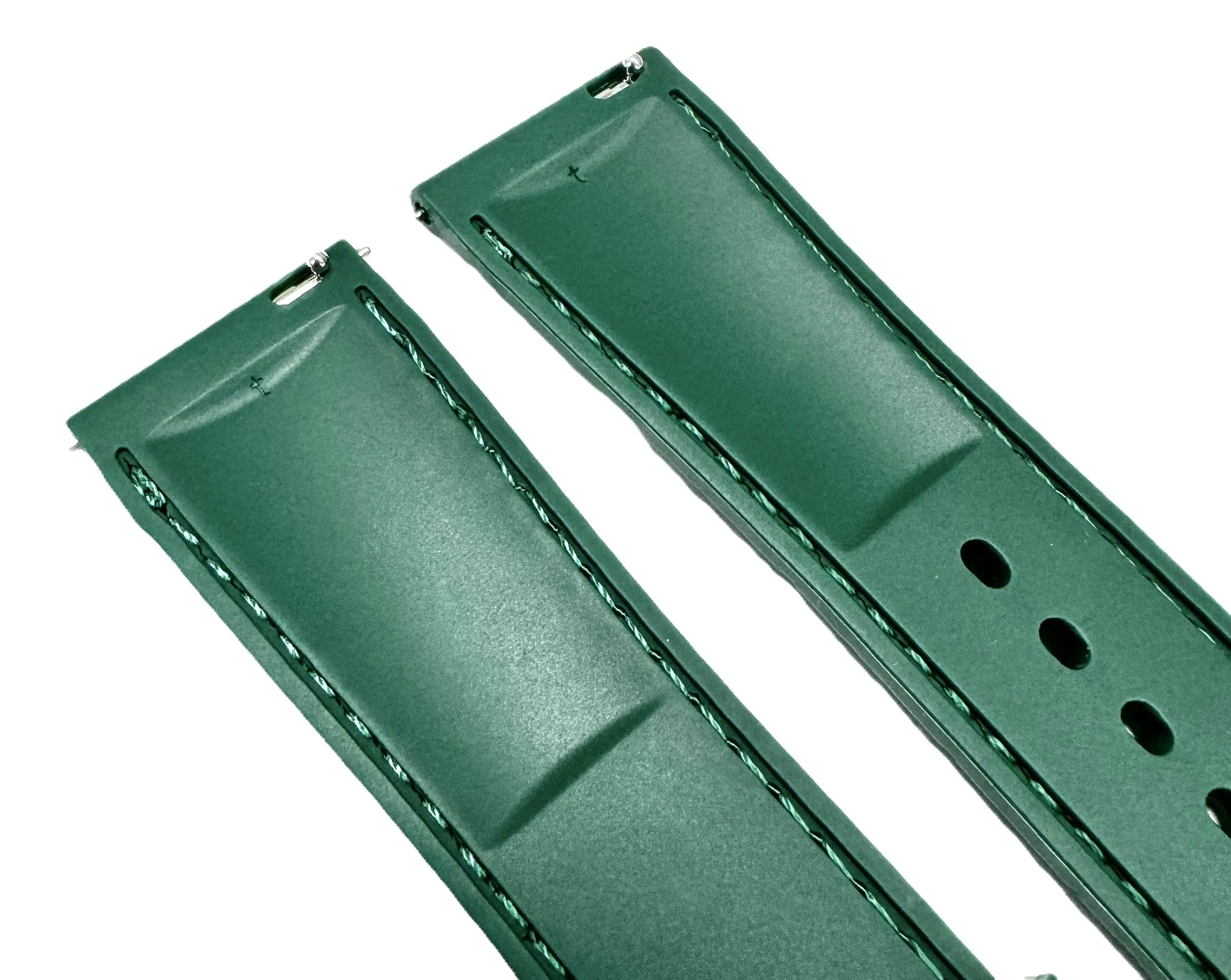 20mm & 21 mm, New FKM Fluorine Rubber, Dark Green Watch Band with Alligator Grain