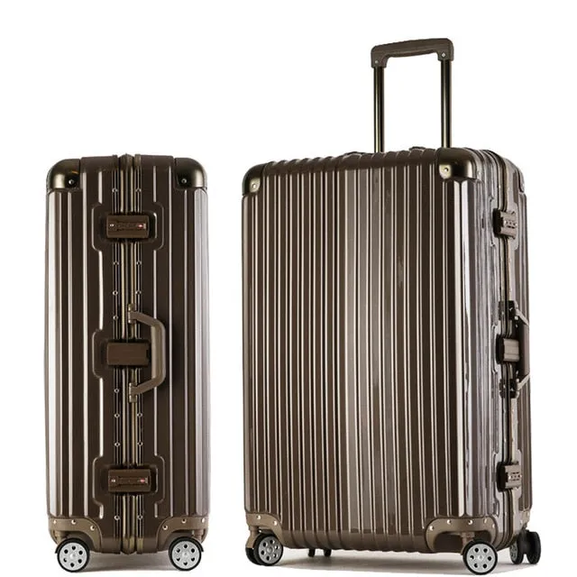 20"24"28" Carro Vintage Aluminum Luggage Maletas Rolling Hardside Cabin Koffer Travel Case