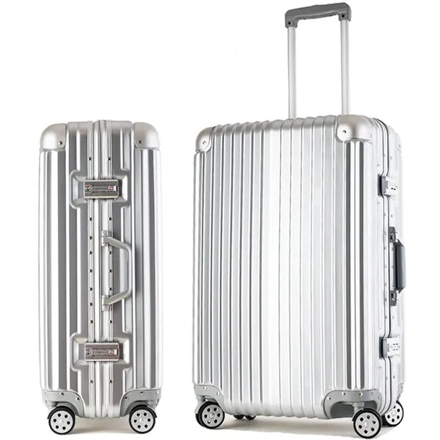 20"24"28" Carro Vintage Aluminum Luggage Maletas Rolling Hardside Cabin Koffer Travel Case