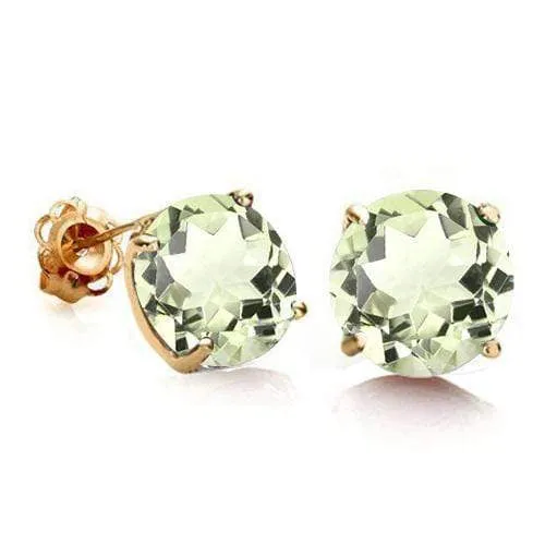 4/5 CT GREEN AMETHYST 10KT SOLID GOLD EARRINGS STUD