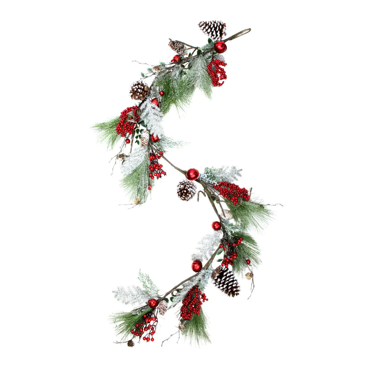 5.5' x 7" Frosted and Flocked Berries Christmas Garland - Unlit