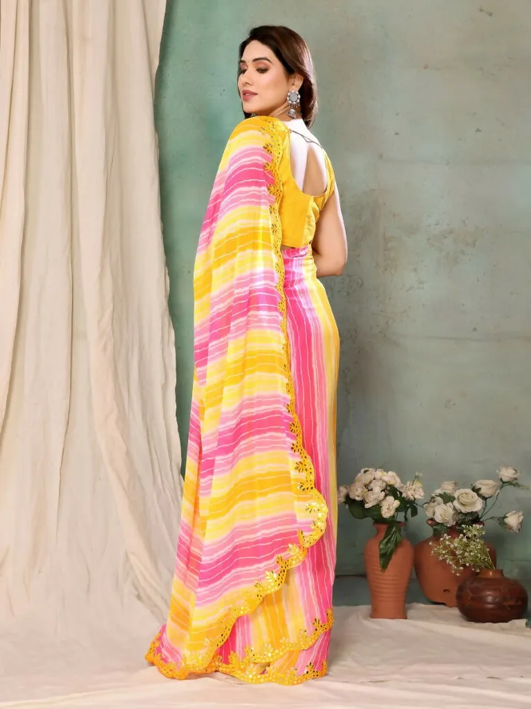 Aafreen Partywear Designer Lemon Georgette Fancy Saree