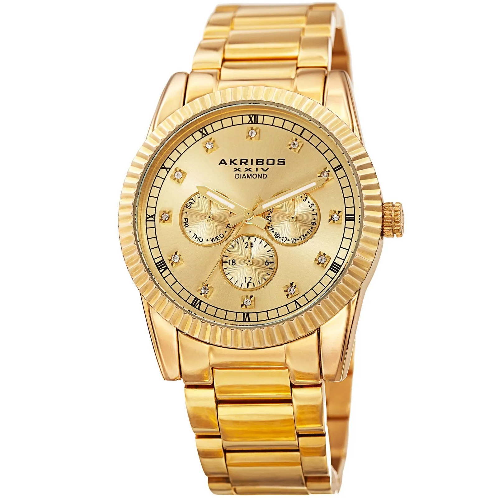 Akribos Xxiv Diamond Champagne Dial Gold-tone Men's Watch AK958YG