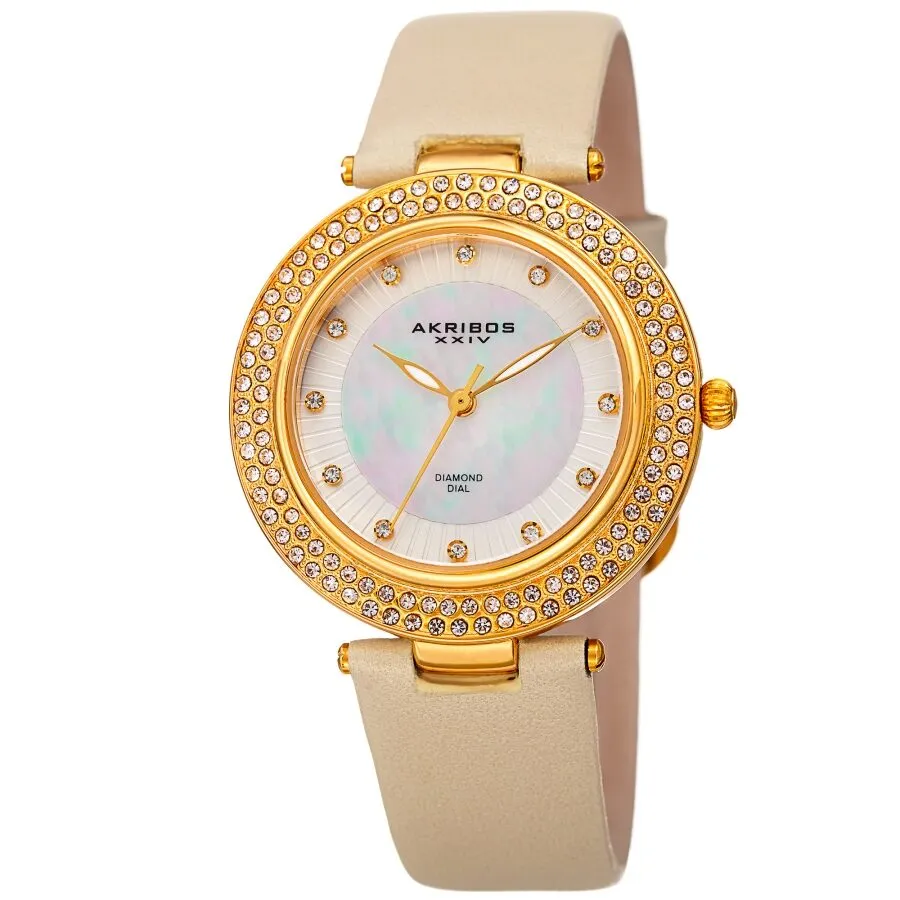 Akribos Xxiv Quartz Diamond White Dial Ladies Watch AK1008YG