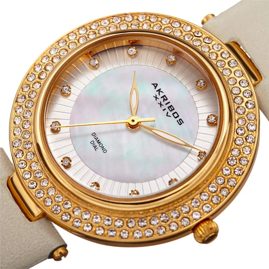 Akribos Xxiv Quartz Diamond White Dial Ladies Watch AK1008YG