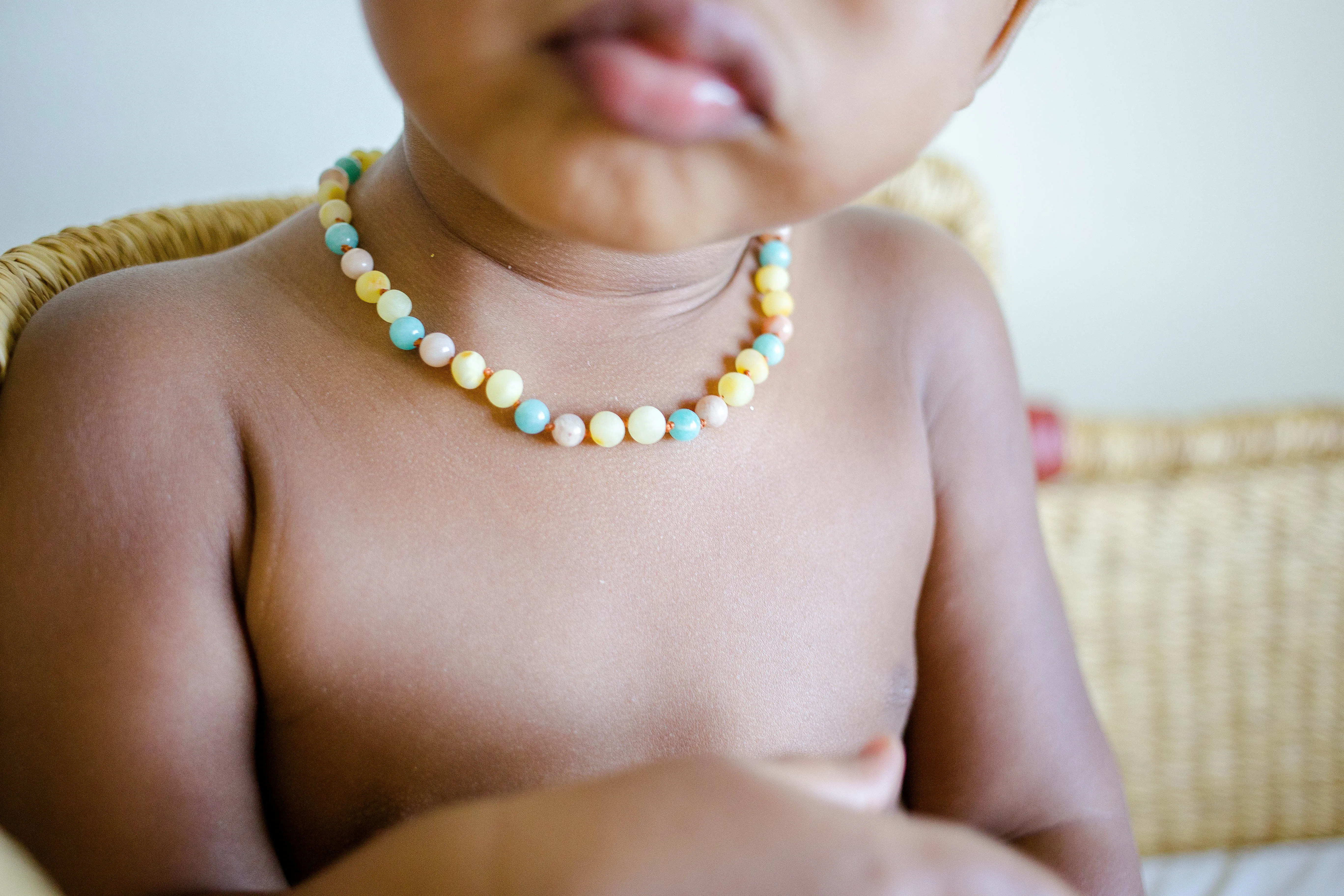 Amazonite and Sunstone   Raw Buttermilk Baltic Amber Necklace ll Pain ll Drooling ll Stress