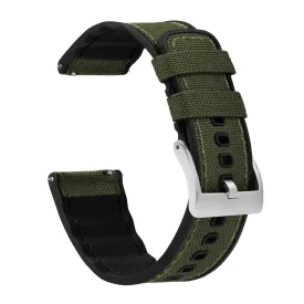 Army Green Cordura Fabric And Silicone Hybrid Watch Band (19mm, 23mm SALE)