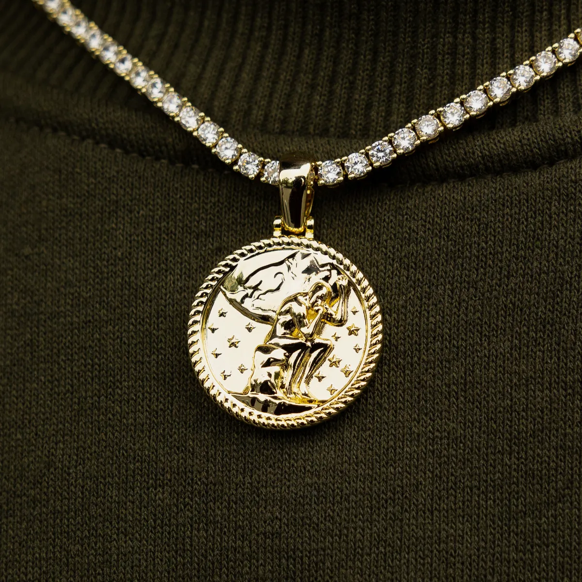 Atlas Thinker Coin Pendant