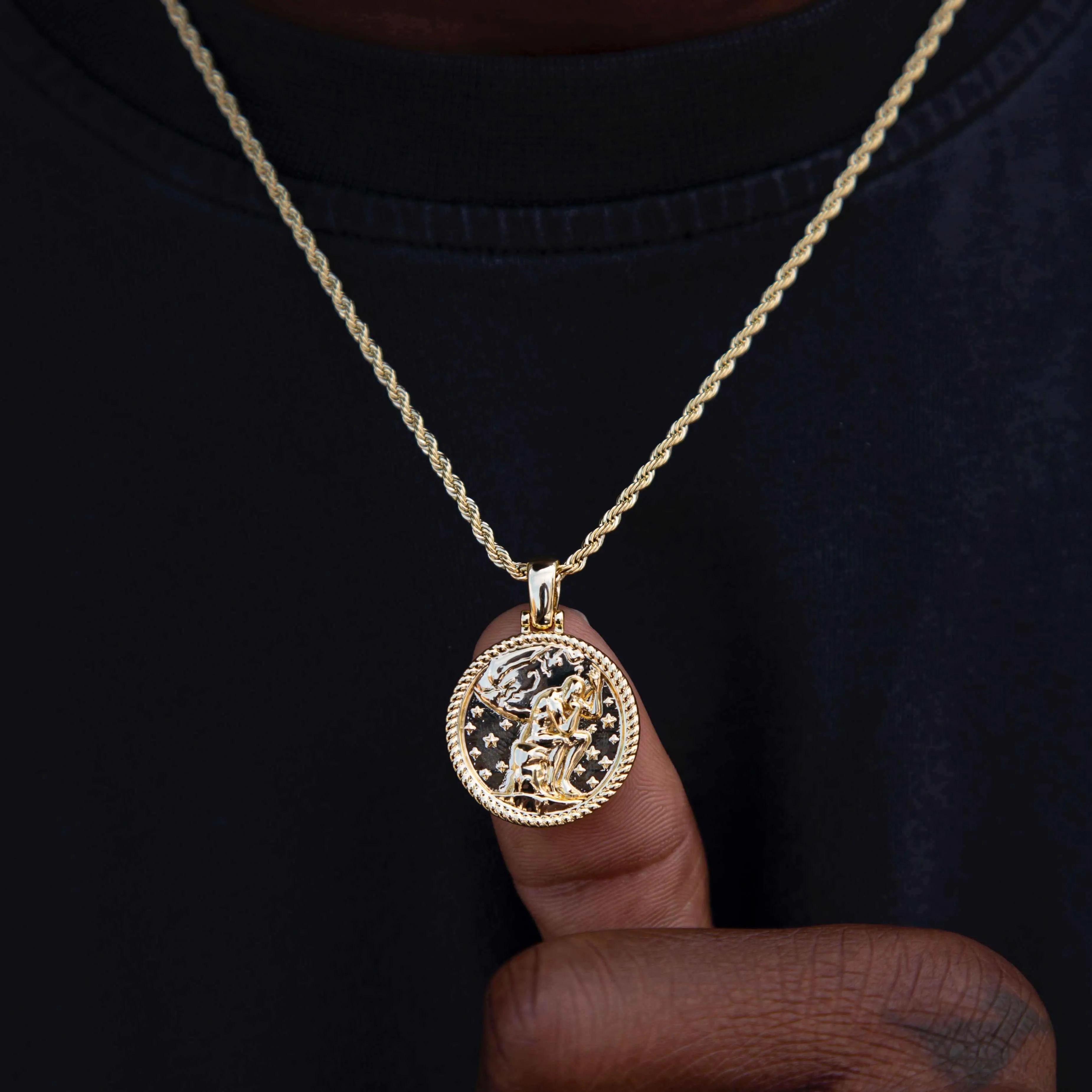 Atlas Thinker Coin Pendant