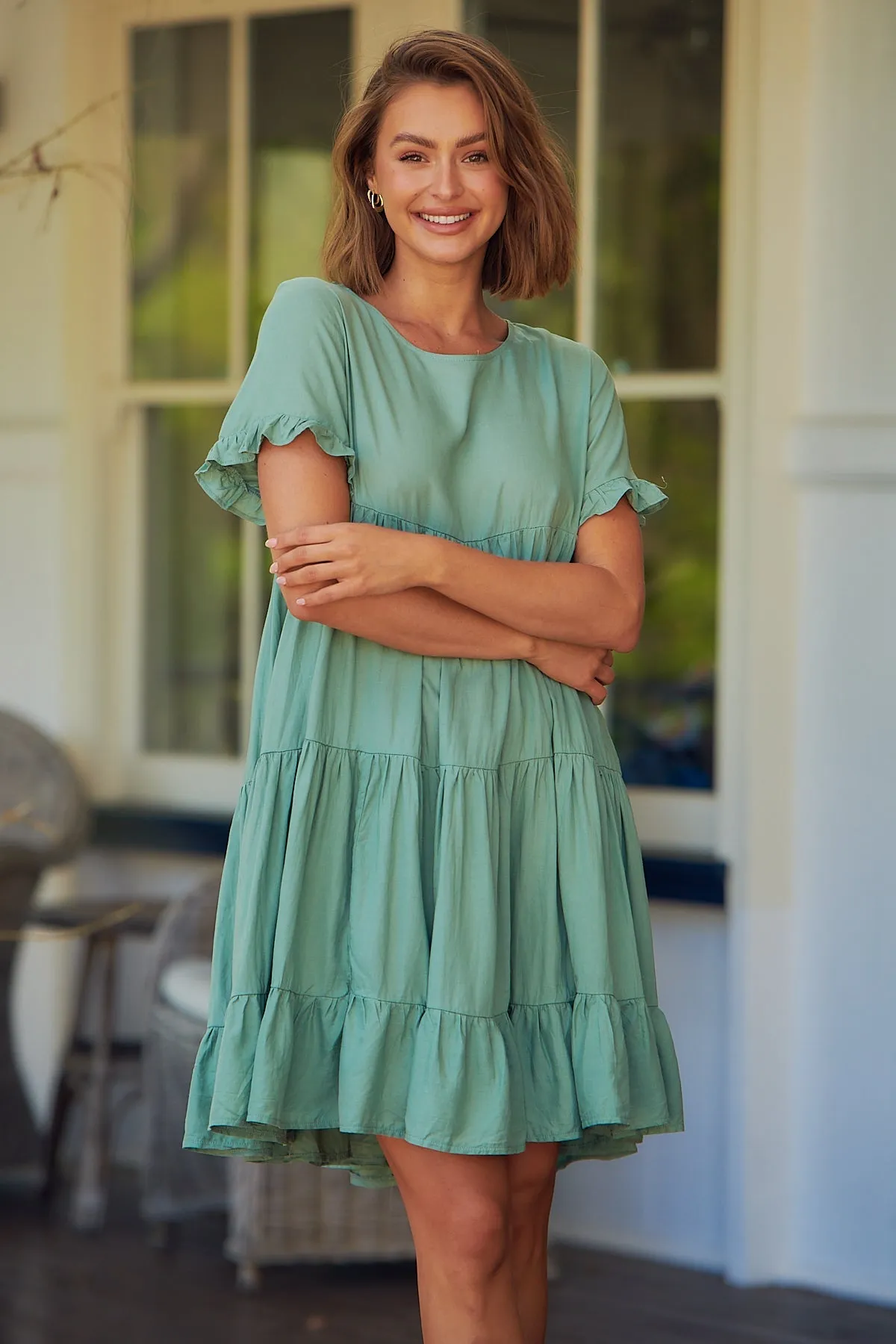 Aviana Sage Smock Dress