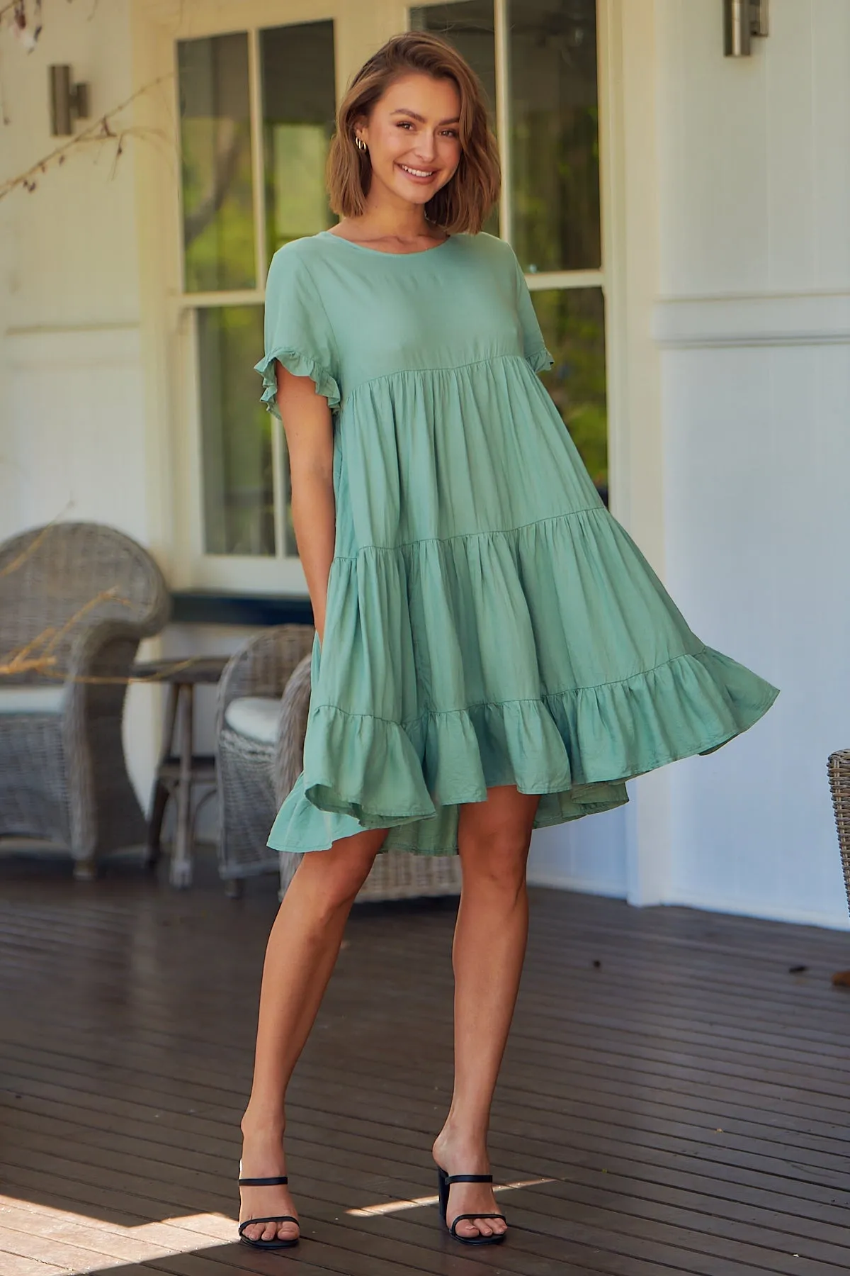 Aviana Sage Smock Dress