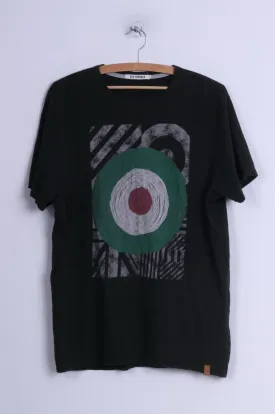 Ben Sherman Men M T-Shirt Dark Green Cotton Printed Graphic Top