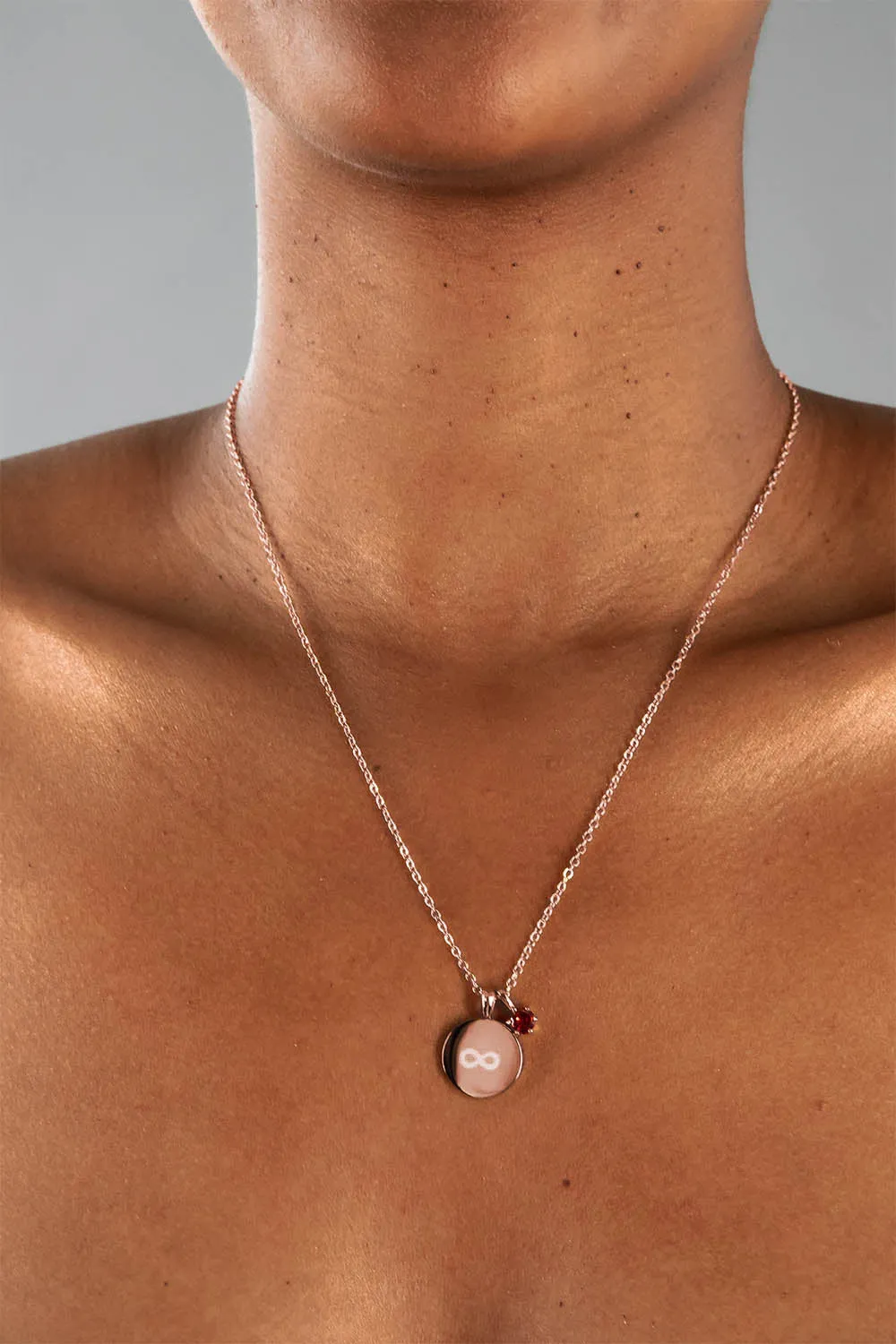 Birthstone January Necklace 14K Rose Gold Plated