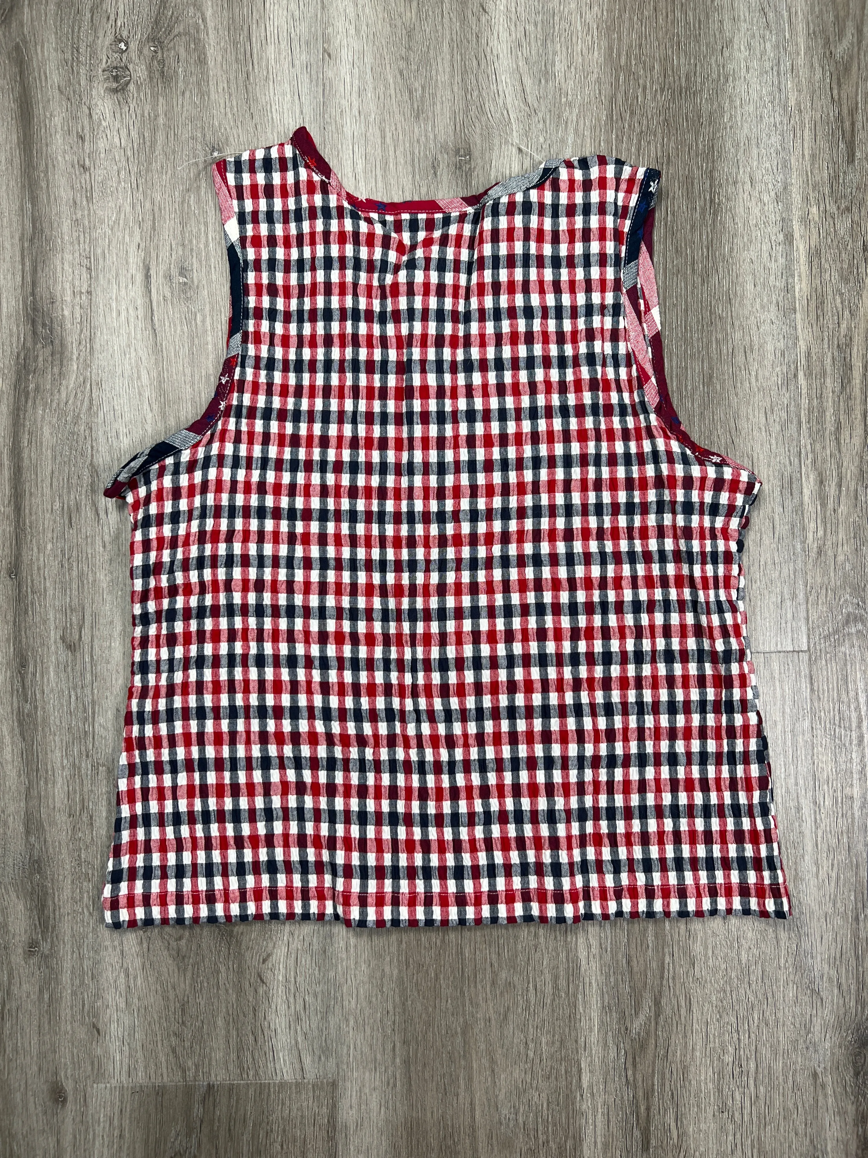 Blue & Red & White Top Sleeveless Lemon Grass, Size Xl