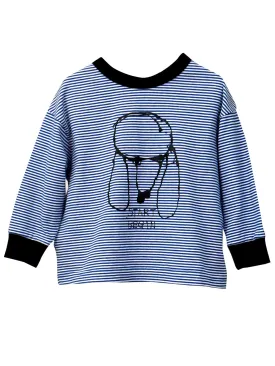 Blue Striped Poodle Tee