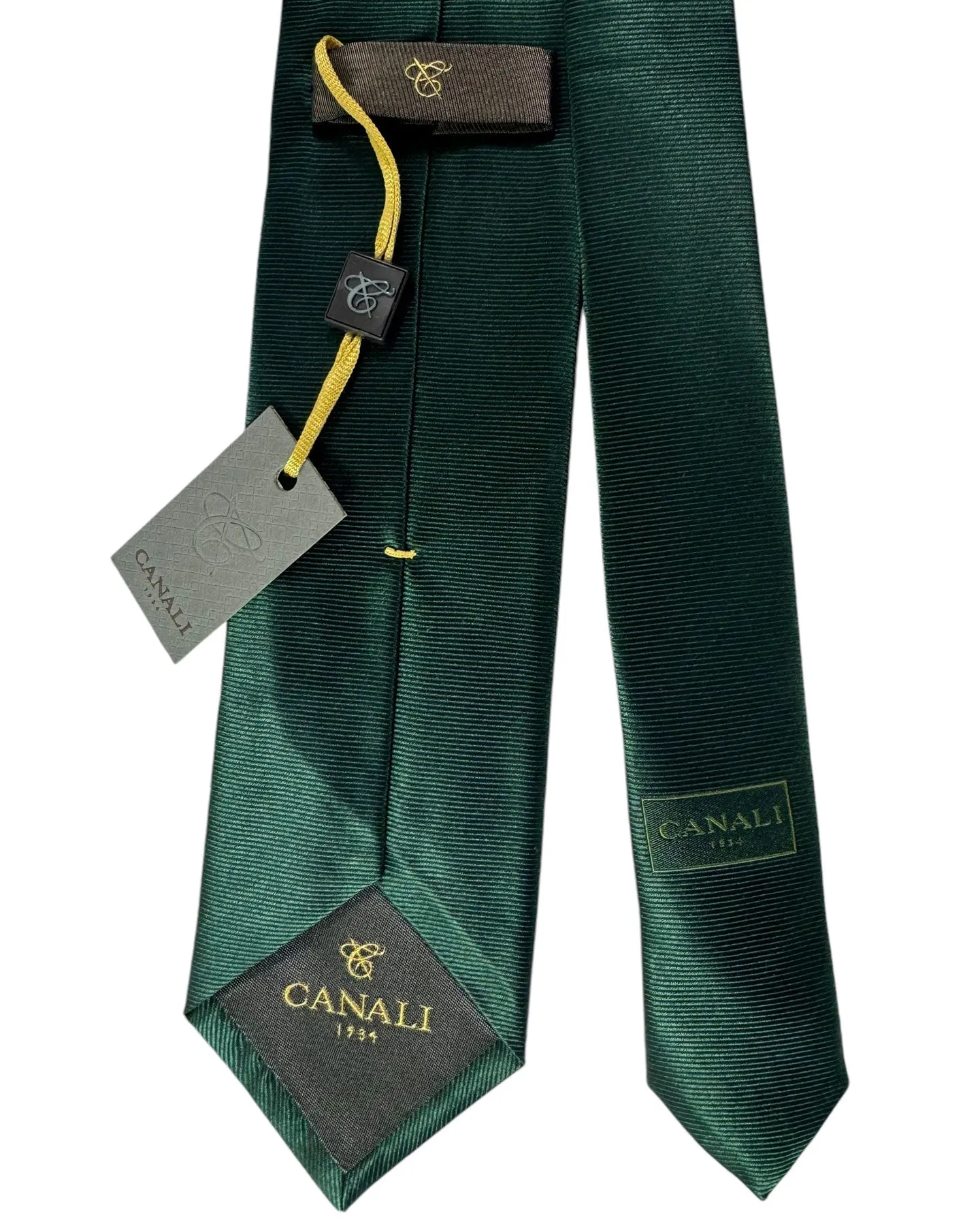 Canali Tie Dark Green Grosgrain - Jacquard Silk