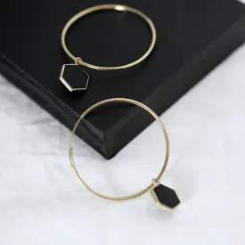 City hexagon hoop Earrings - Silver