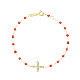 Classic Cross Vintage Diamond Bracelet - Coral